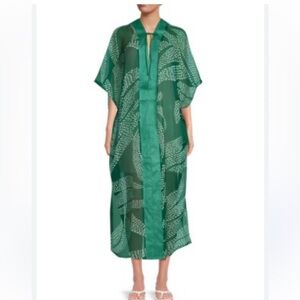 Vince Camuto Two Tone Print Caftan Green One Size